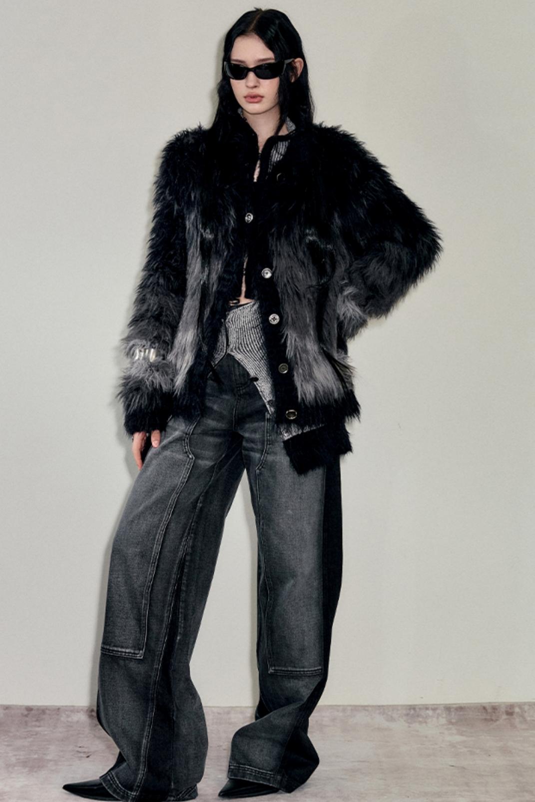 Slouchy Fur Jacquard Sweater