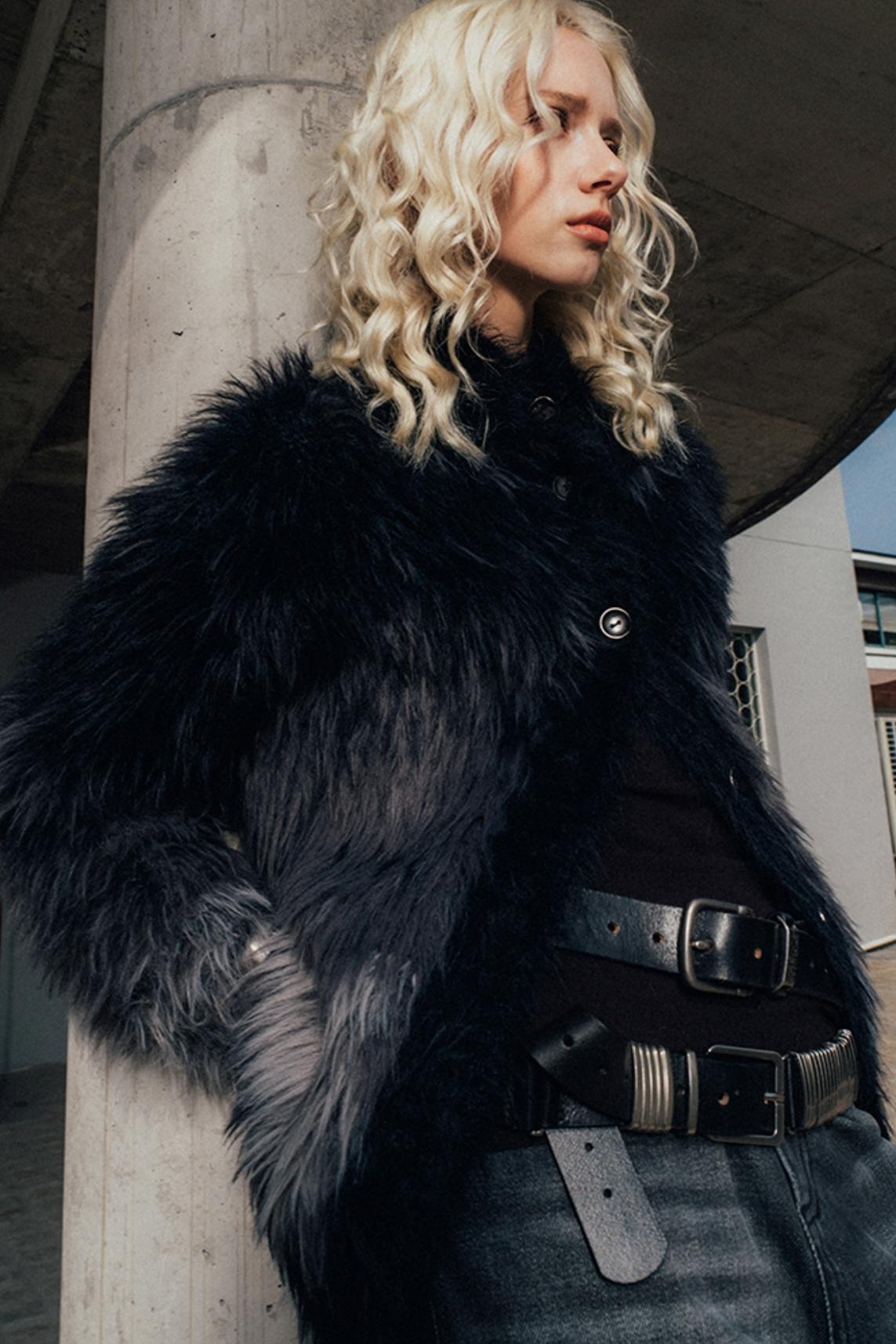 Slouchy Fur Jacquard Sweater