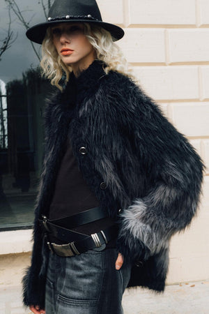Slouchy Fur Jacquard Sweater