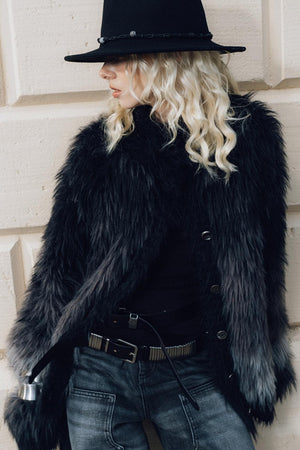 Slouchy Fur Jacquard Sweater