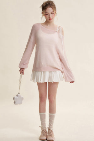 Slouchy Lace-Up Mohair Pullover Set