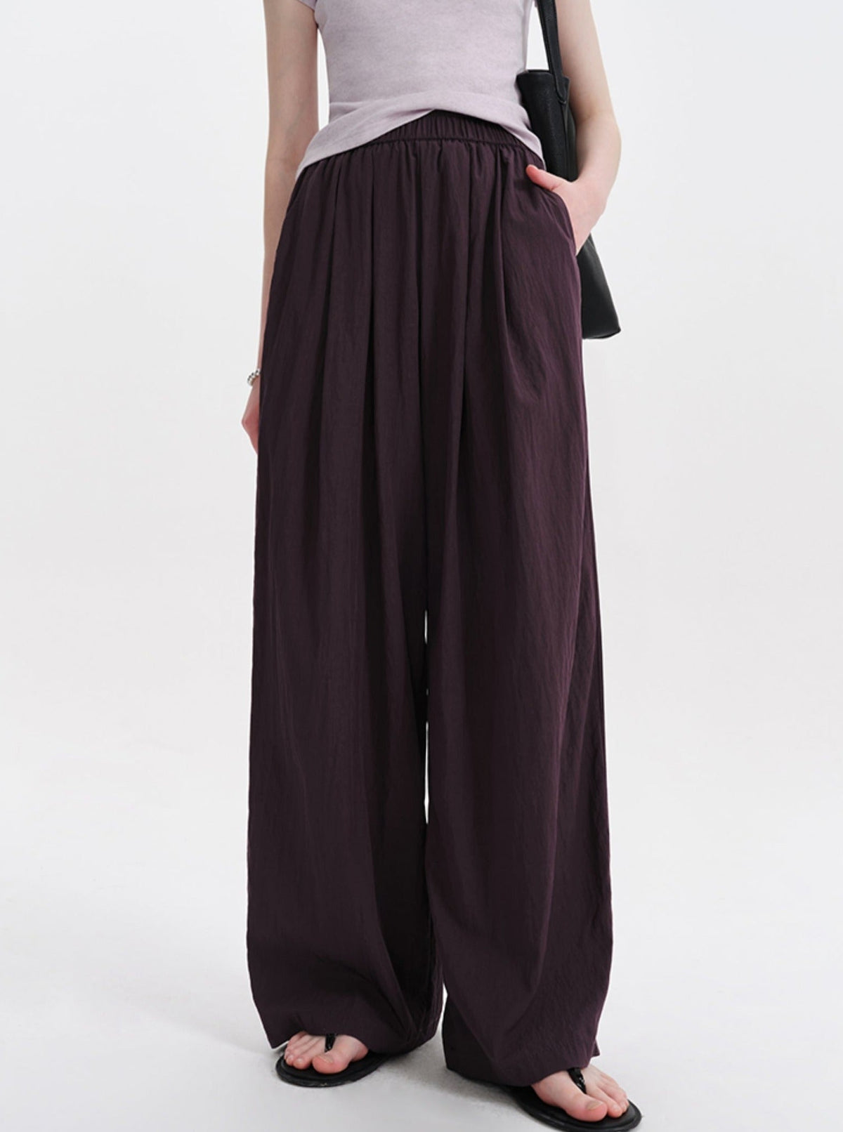 Slouchy Purple Casual Wide-leg Pants