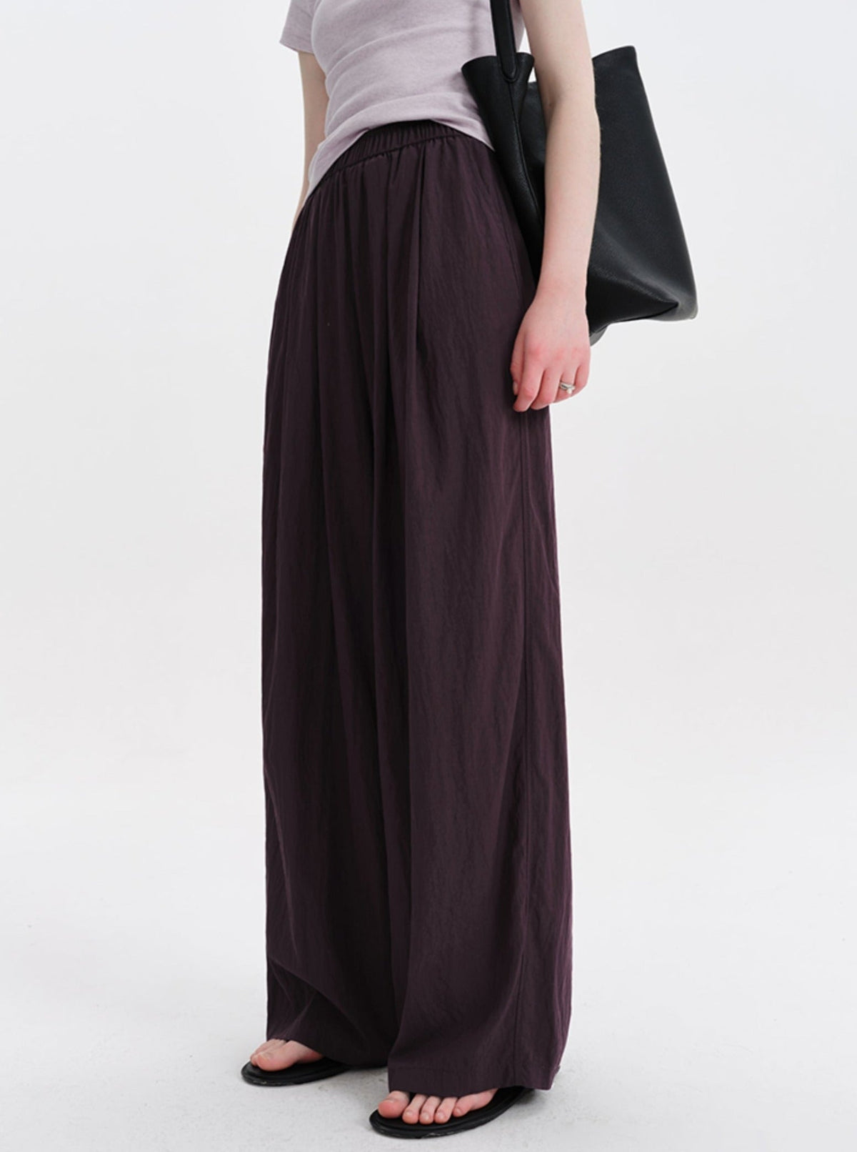 Slouchy Purple Casual Wide-leg Pants