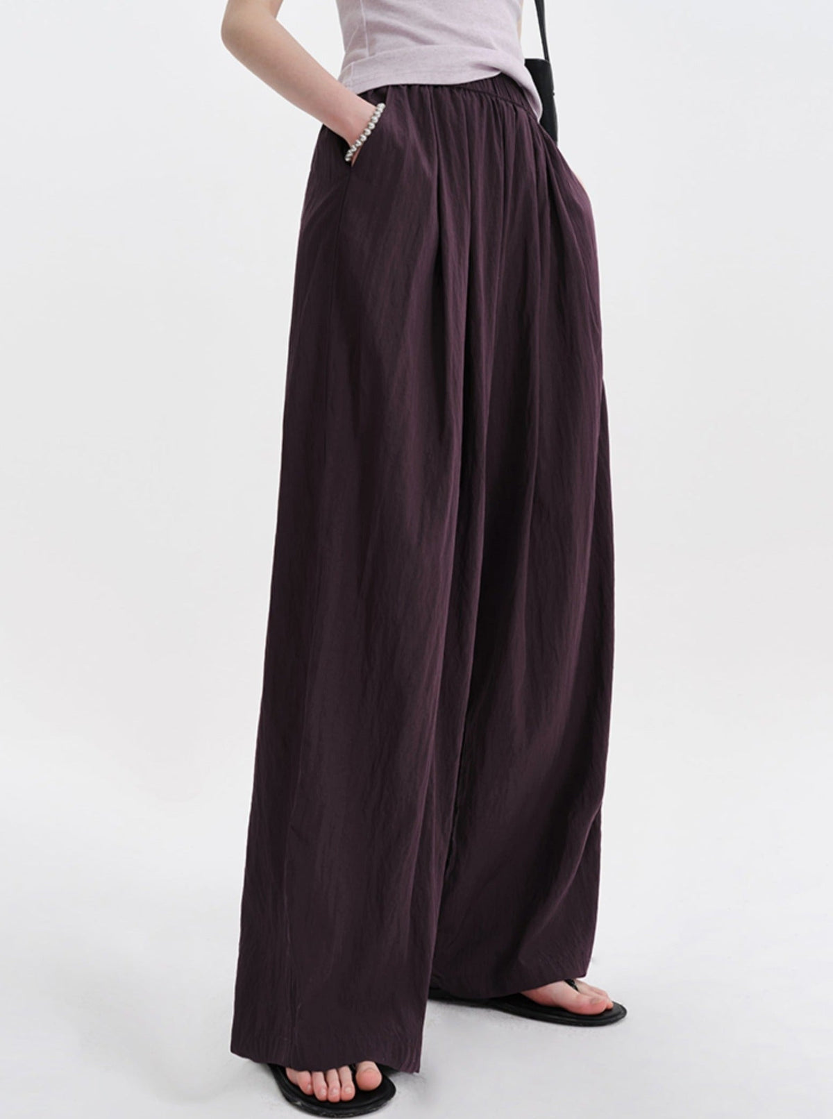 Slouchy Purple Casual Wide-leg Pants