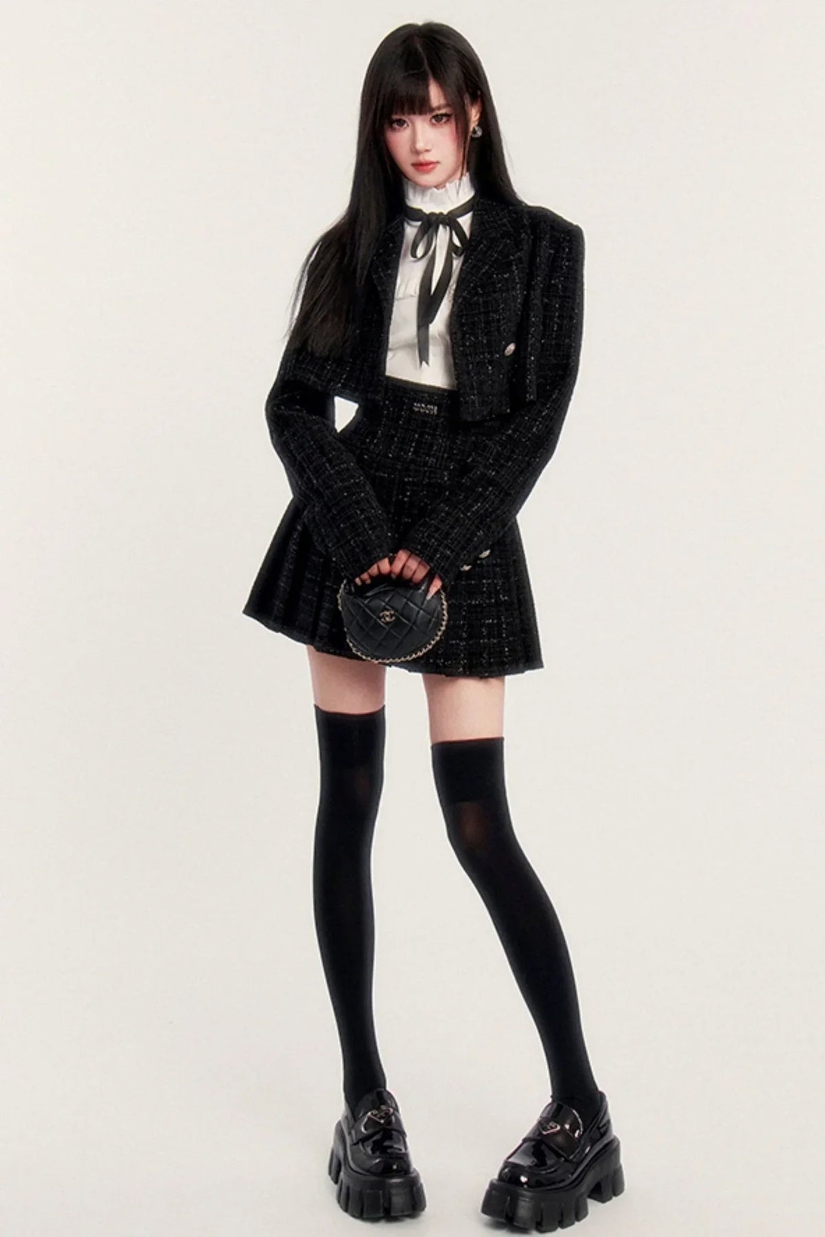 Small Fragrance Silver Pleated Suit Set-Up
