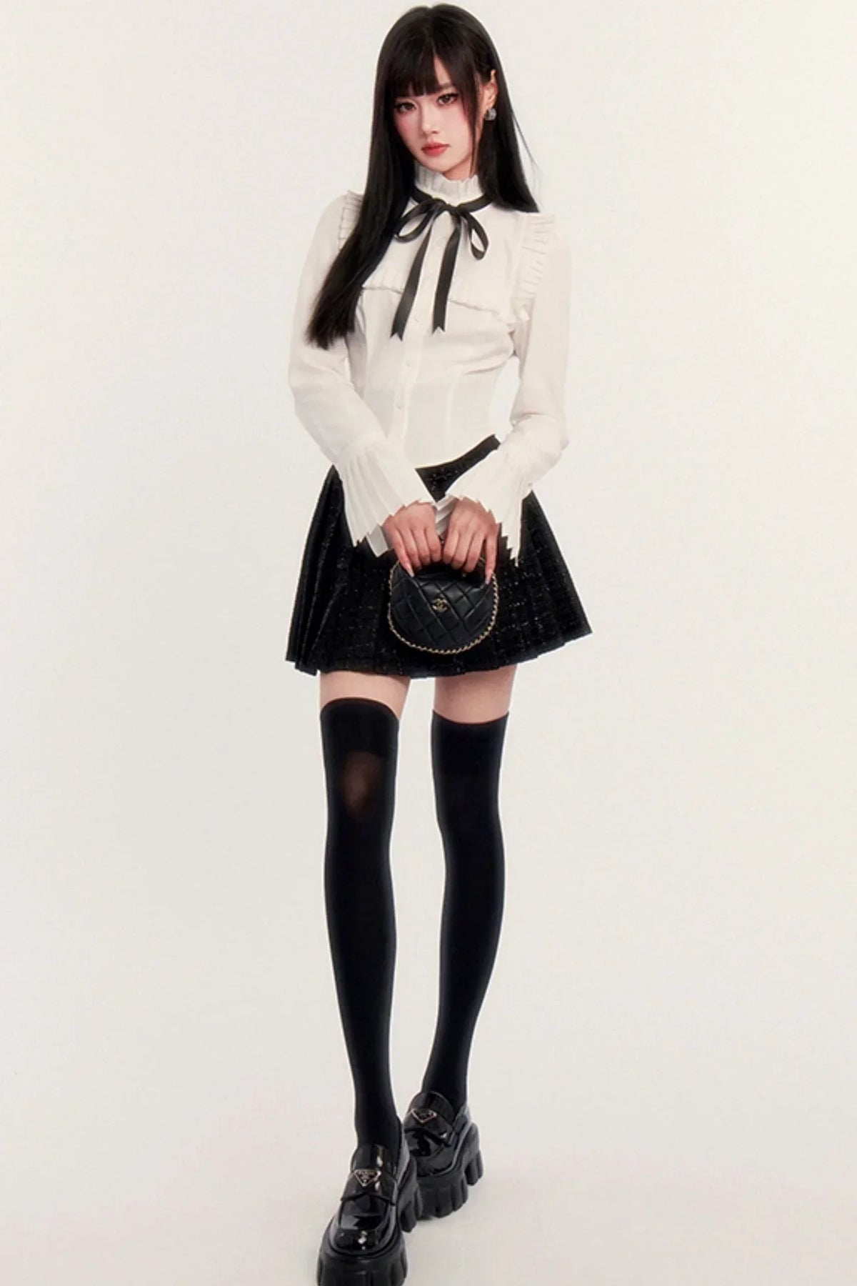 Small Fragrance Silver Pleated Suit Set-Up