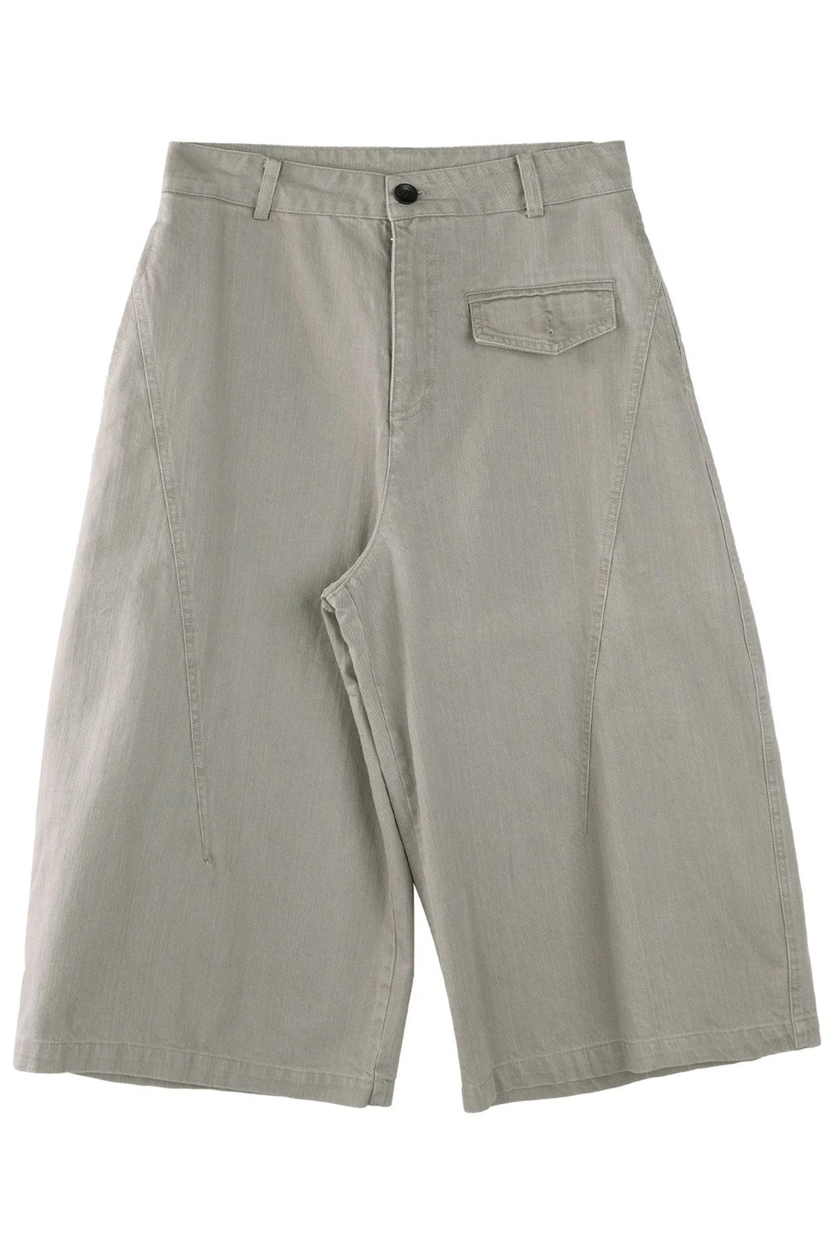 Smoky Gray Cotton Wide-Leg Cargo Pants