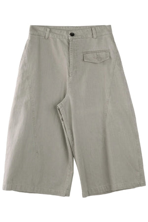 Smoky Gray Cotton Wide-Leg Cargo Pants