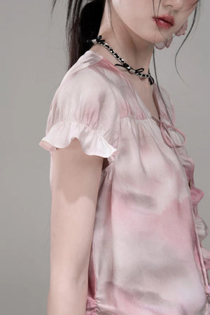 Smoky Haze Bubble Sleeve Top