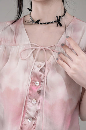 Smoky Haze Bubble Sleeve Top