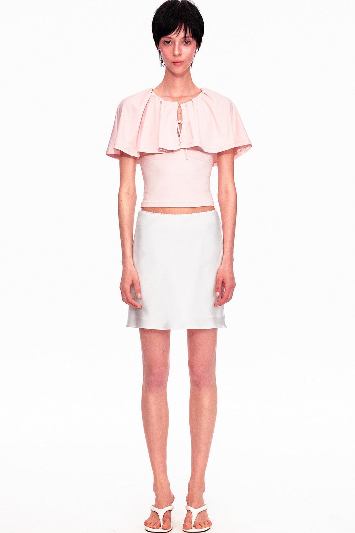 Smooth Real Acetate Mid-Waist Lace Skirt