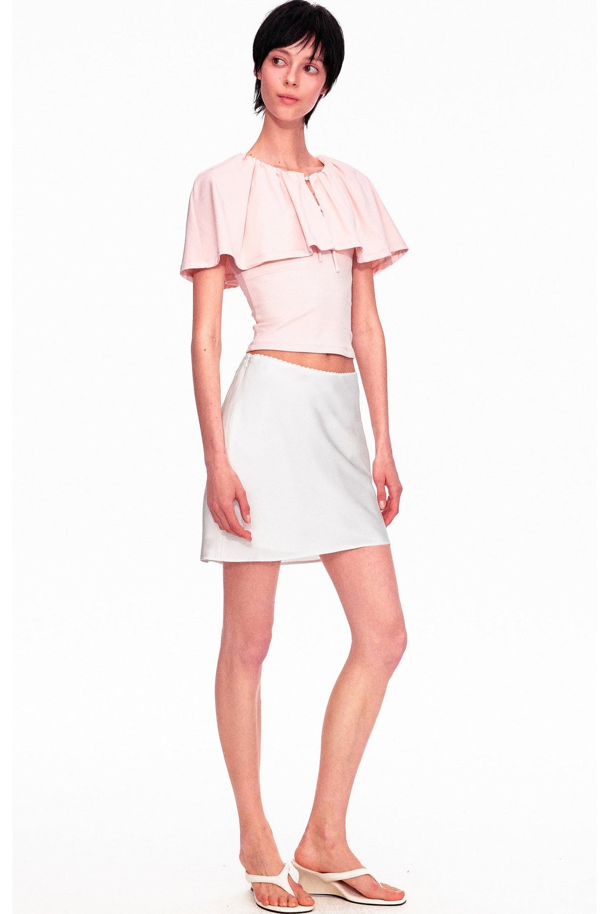 Smooth Real Acetate Mid-Waist Lace Skirt