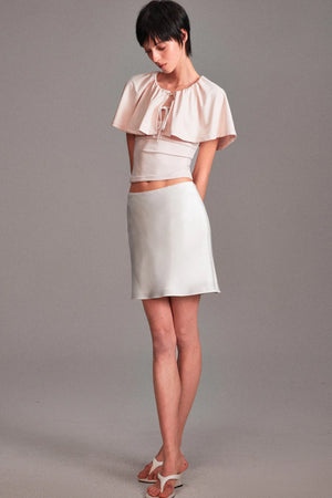 Smooth Real Acetate Mid-Waist Lace Skirt