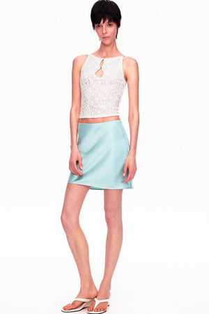 Smooth Real Acetate Mid-Waist Lace Skirt