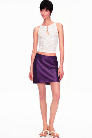 Smooth Real Acetate Mid-Waist Lace Skirt