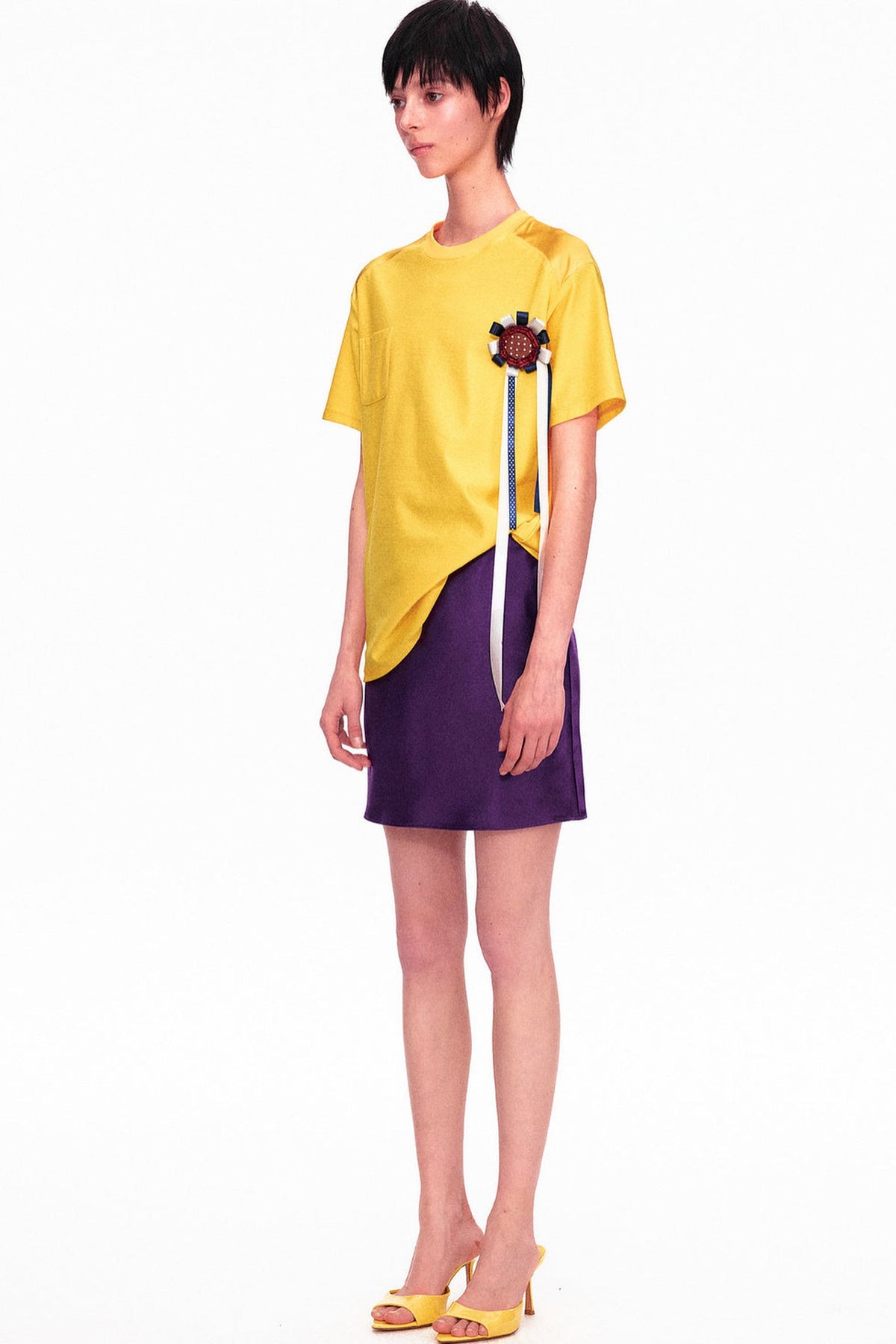 Smooth Real Acetate Mid-Waist Lace Skirt