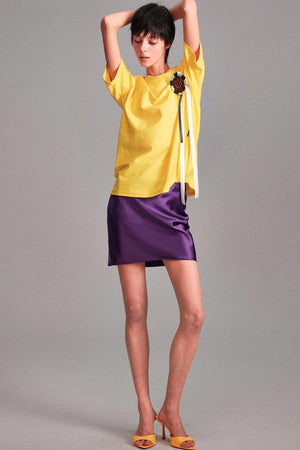 Smooth Real Acetate Mid-Waist Lace Skirt
