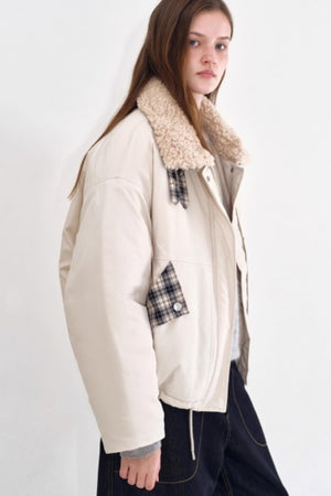 Snow Alpaca Plaid Jacket