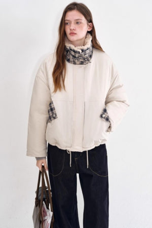 Snow Alpaca Plaid Jacket