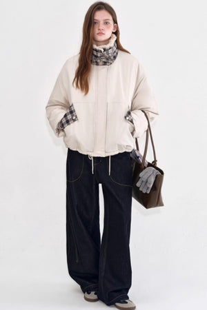 Snow Alpaca Plaid Jacket