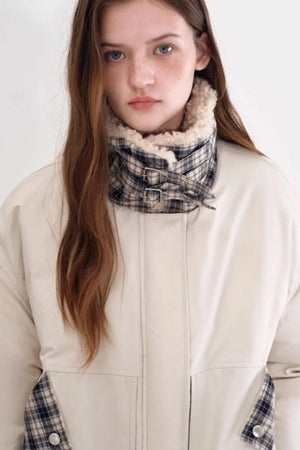 Snow Alpaca Plaid Jacket