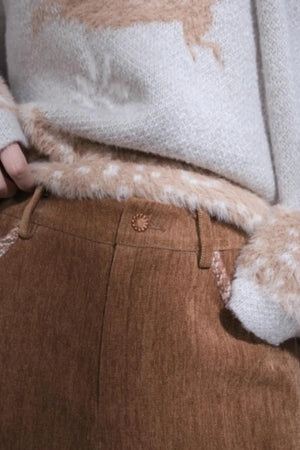 Snow Deer Faux Mink Sweater Scarf Set