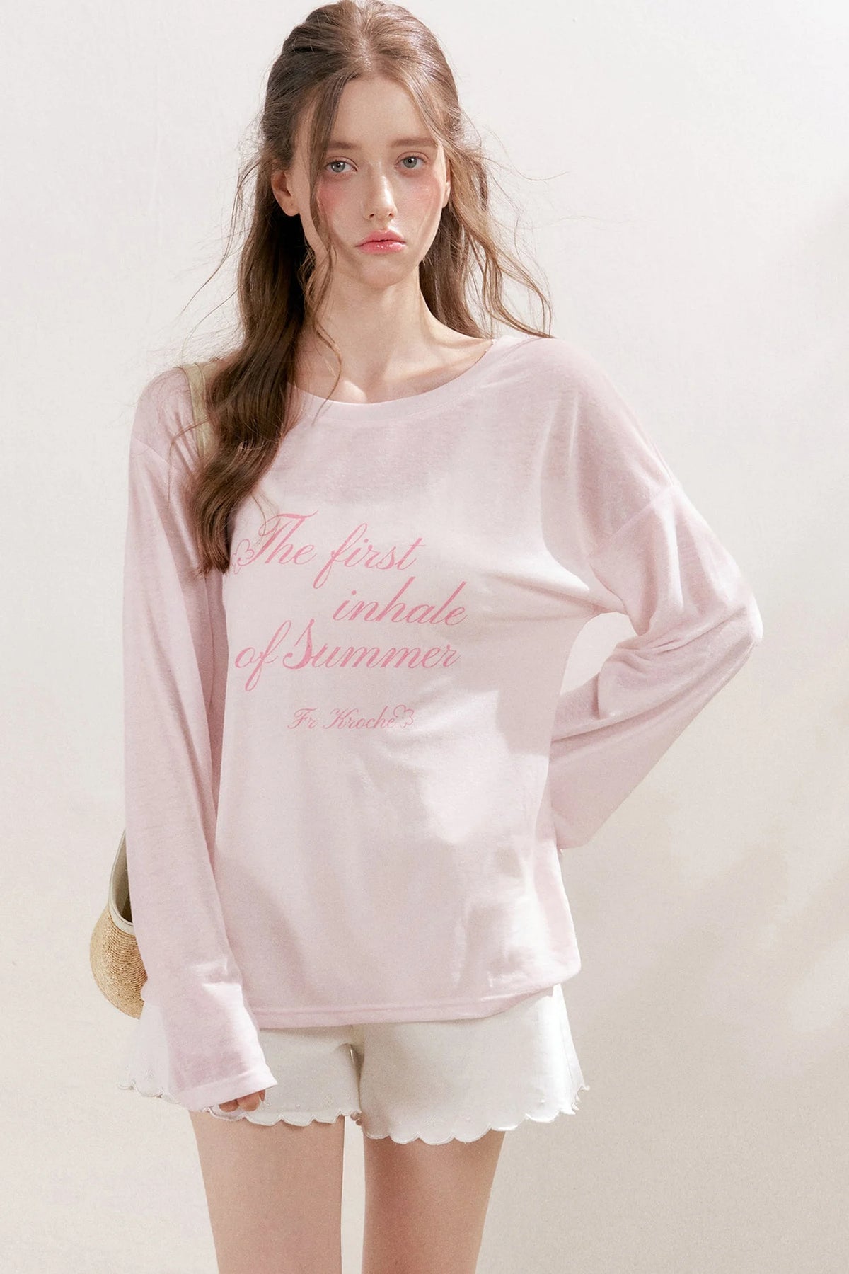 Snowflake Linen Letter Print Blouse
