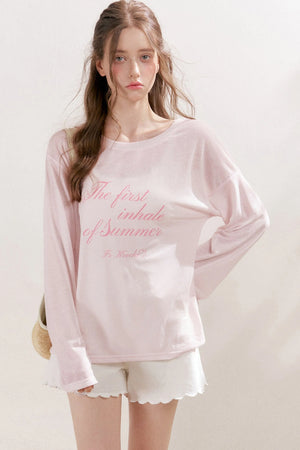 Snowflake Linen Letter Print Blouse