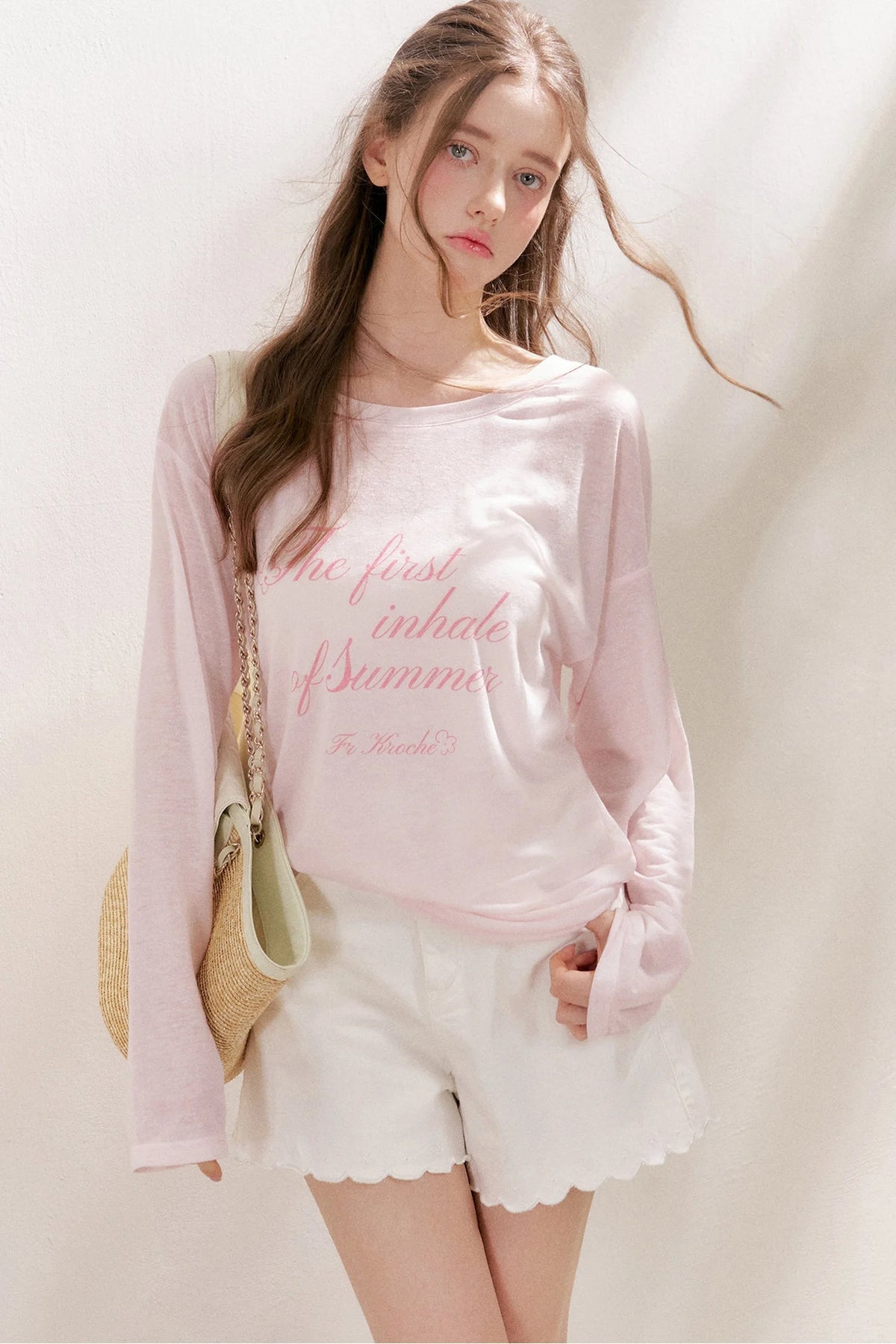 Snowflake Linen Letter Print Blouse