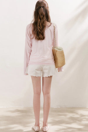 Snowflake Linen Letter Print Blouse