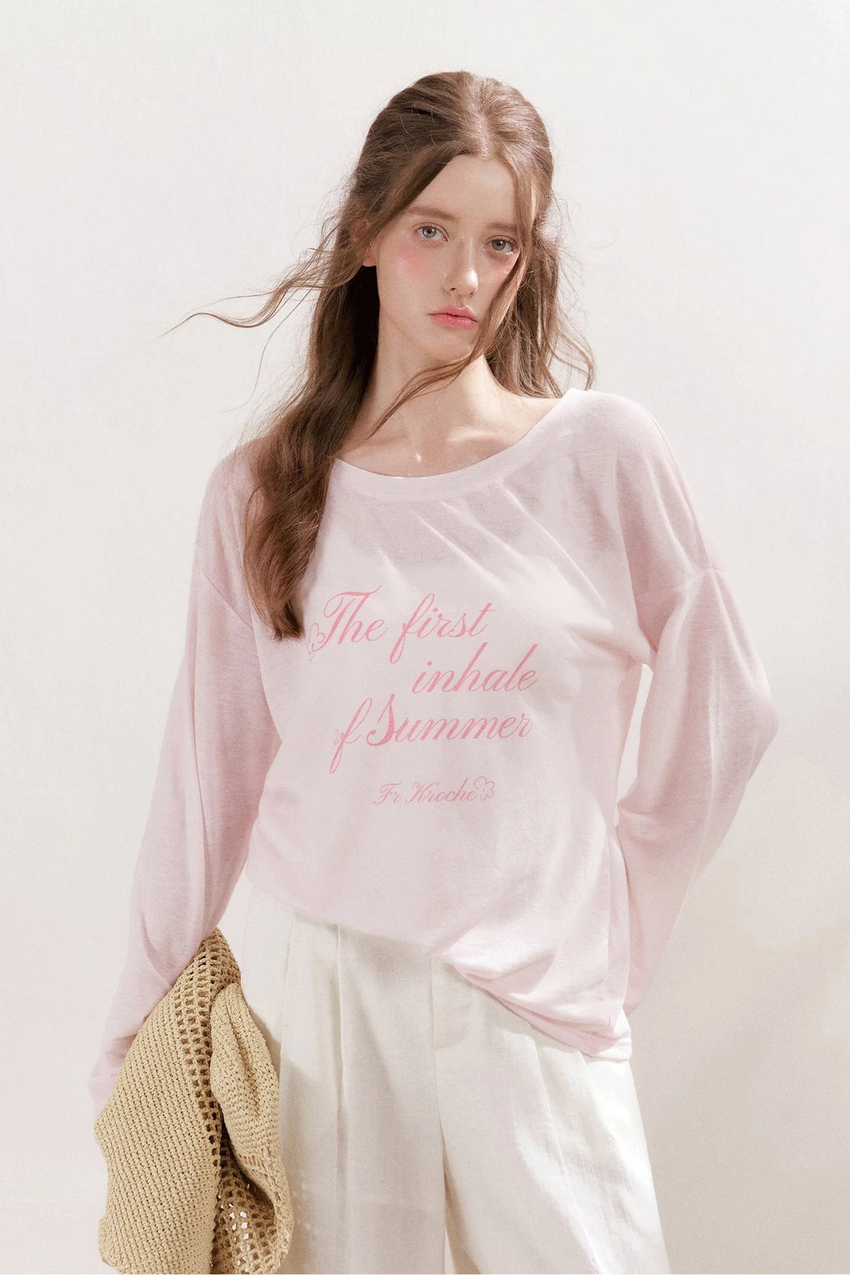 Snowflake Linen Letter Print Blouse