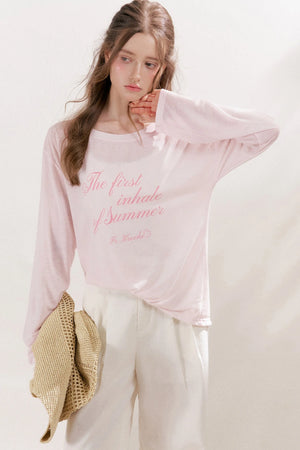 Snowflake Linen Letter Print Blouse