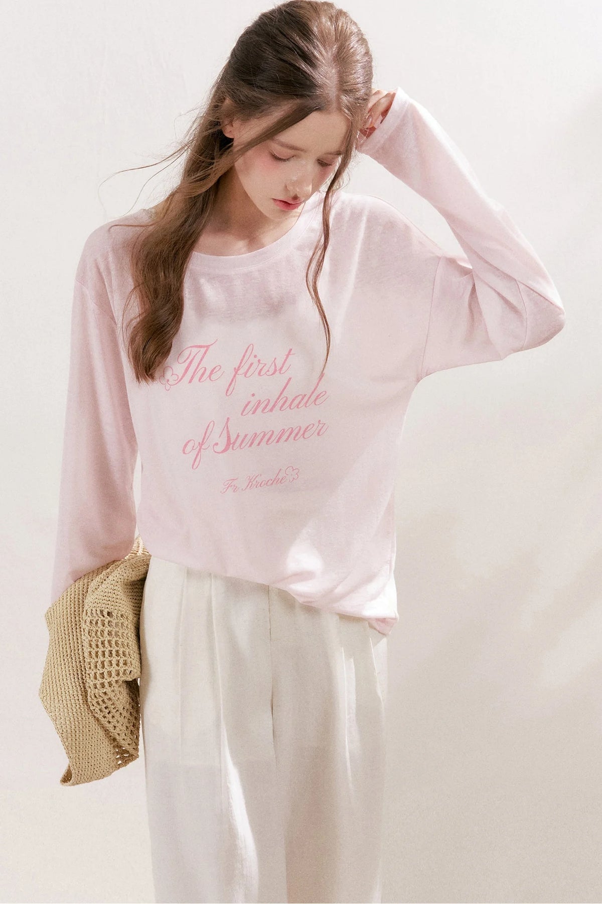 Snowflake Linen Letter Print Blouse