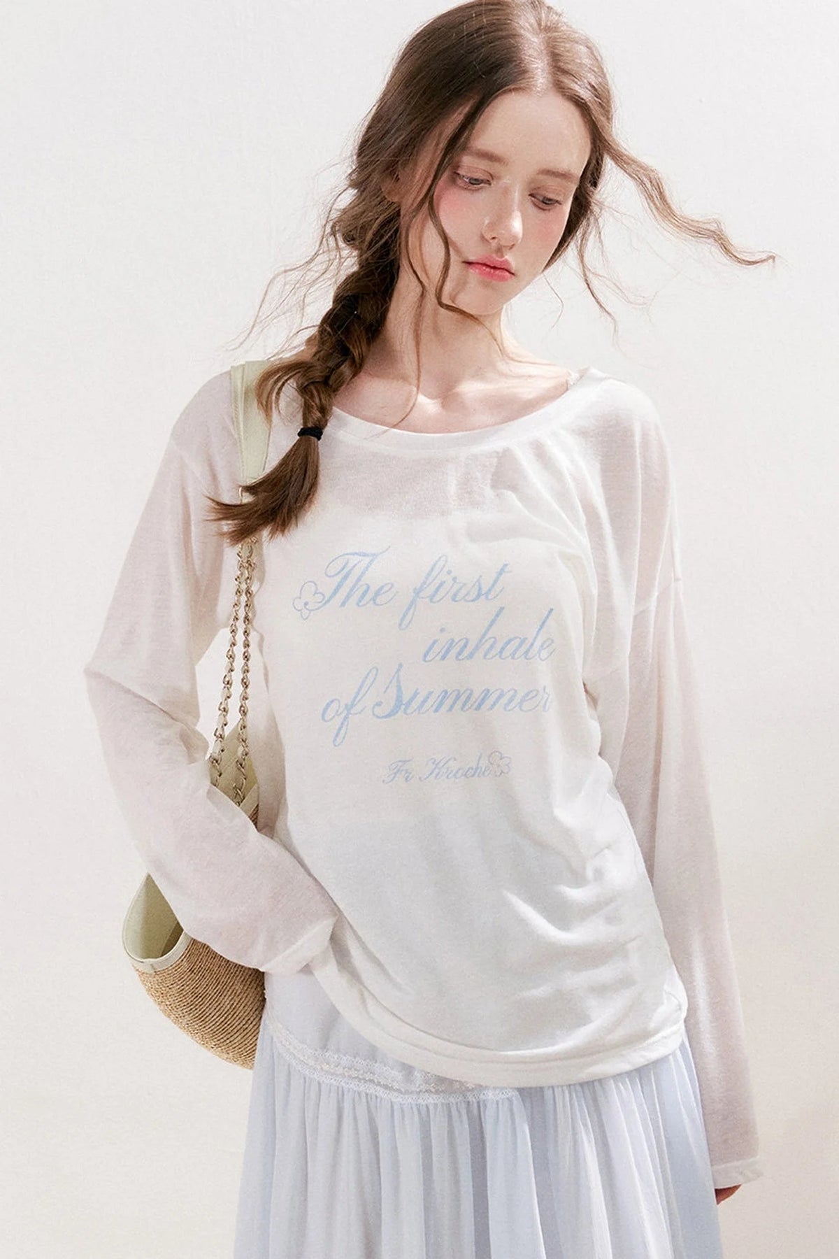 Snowflake Linen Letter Print Blouse