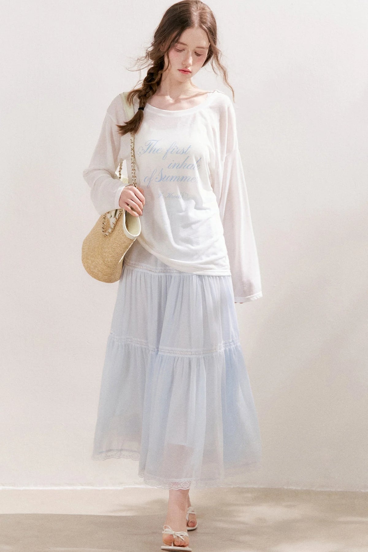 Snowflake Linen Letter Print Blouse