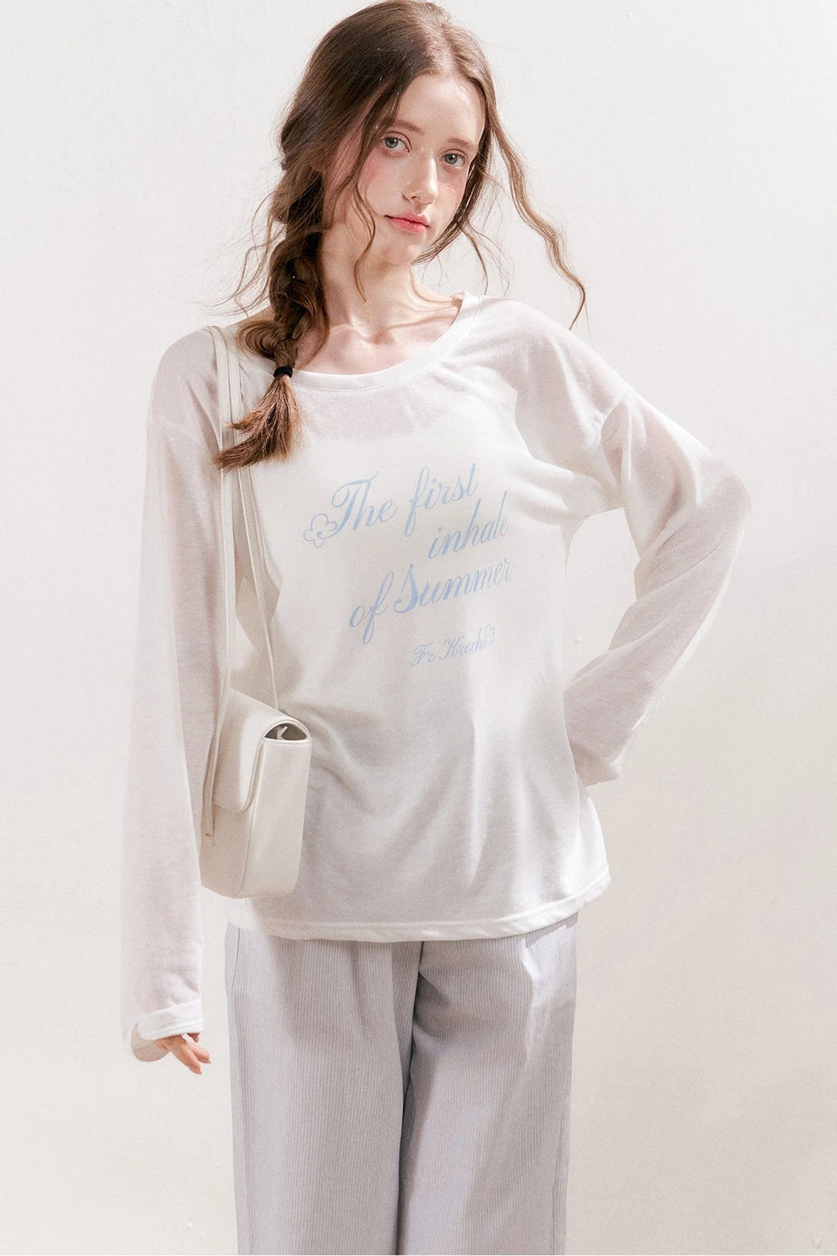 Snowflake Linen Letter Print Blouse
