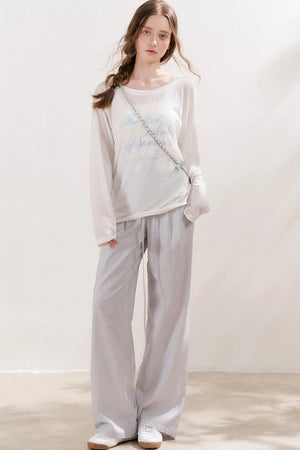 Snowflake Linen Letter Print Blouse