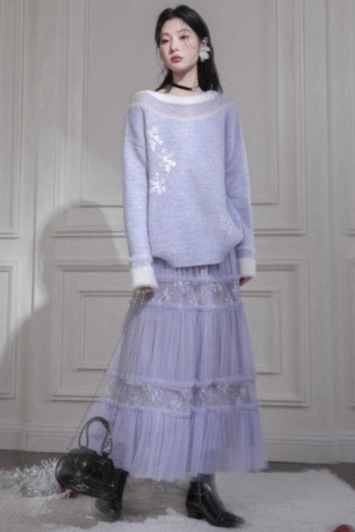 Snowflake Sequin Pullover Sweater