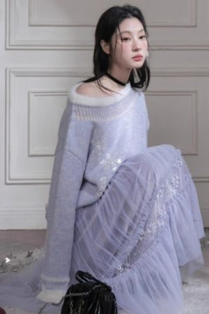Snowflake Sequin Pullover Sweater