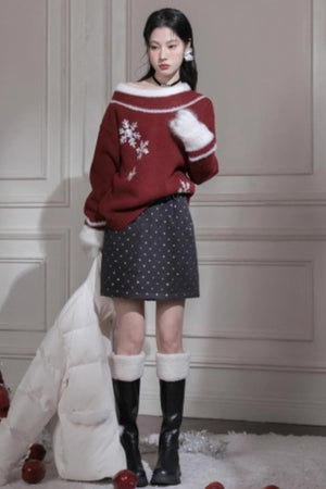 Snowflake Sequin Pullover Sweater
