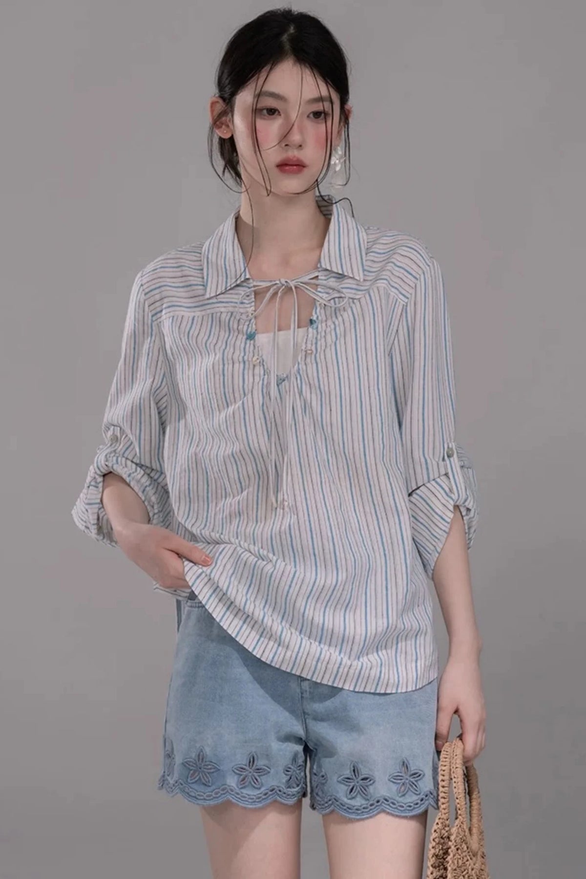 Soda Blue Striped Shirt Set