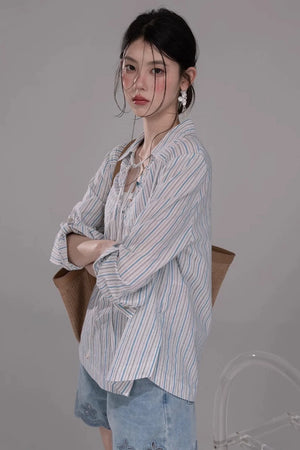 Soda Blue Striped Shirt Set