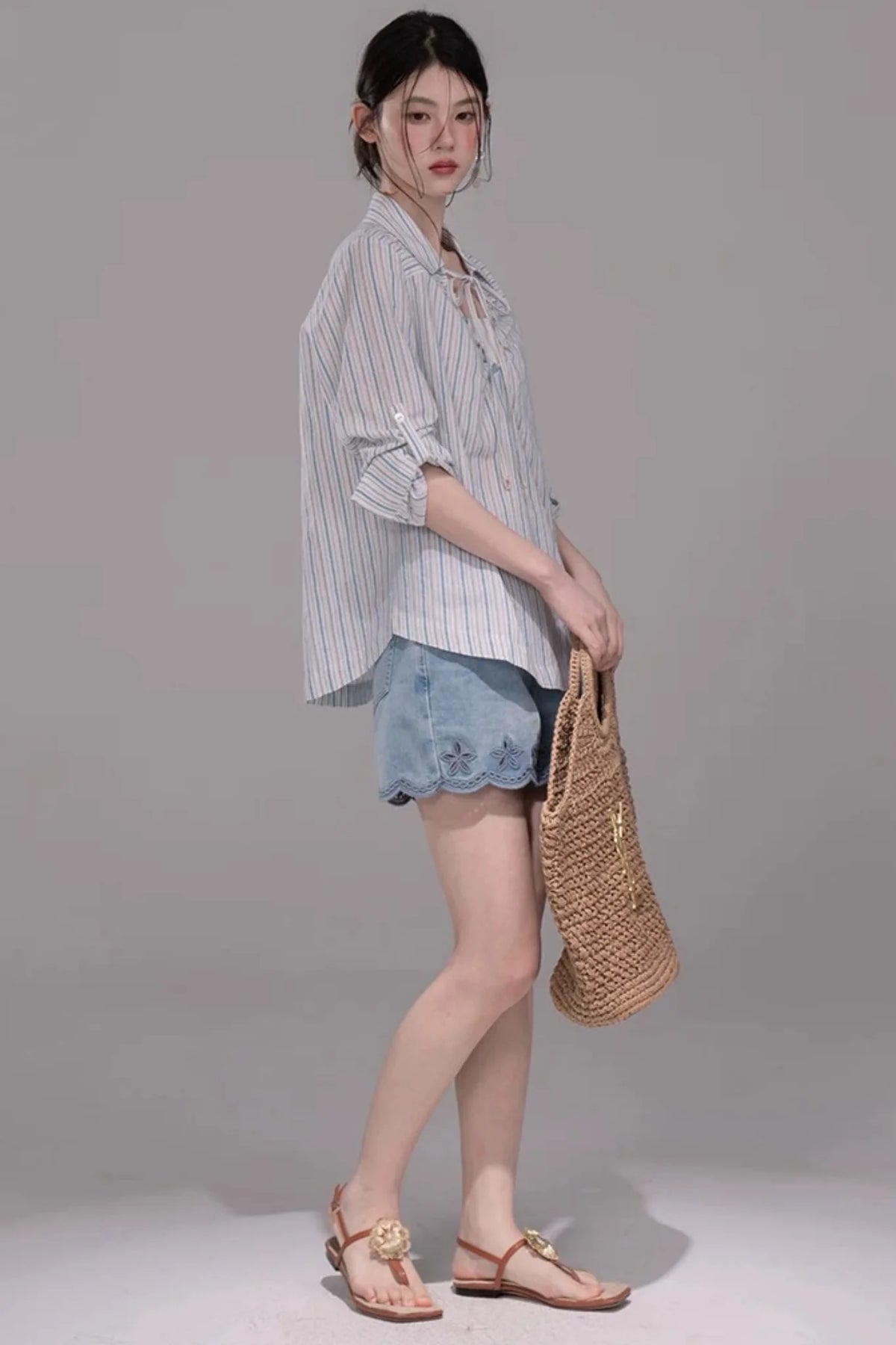 Soda Blue Striped Shirt Set
