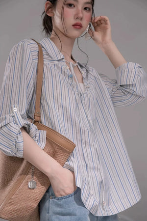 Soda Blue Striped Shirt Set