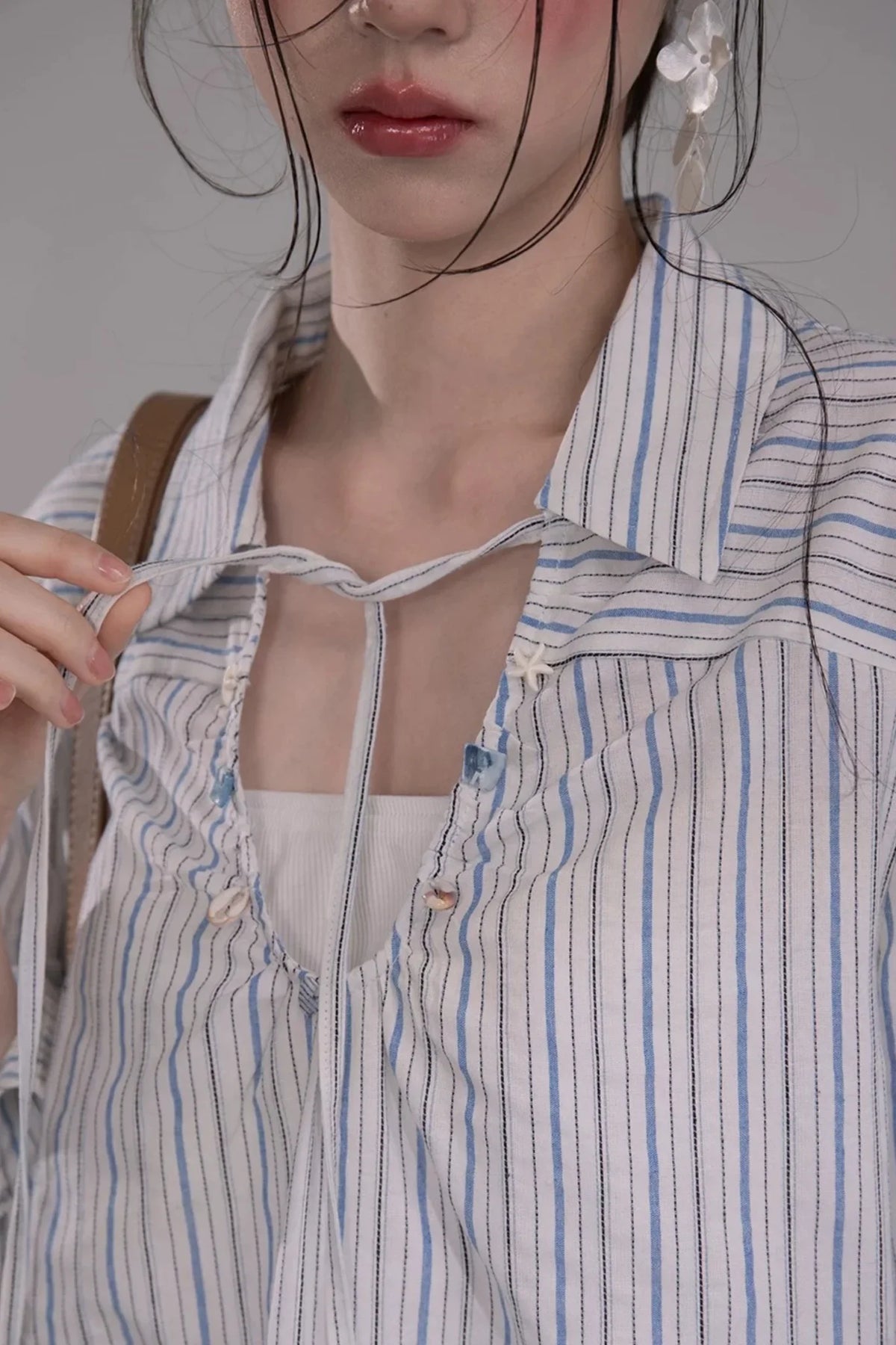 Soda Blue Striped Shirt Set