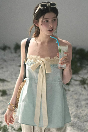 Soft Blue and White Tube Top