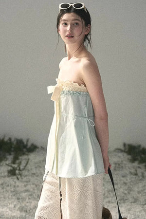 Soft Blue and White Tube Top
