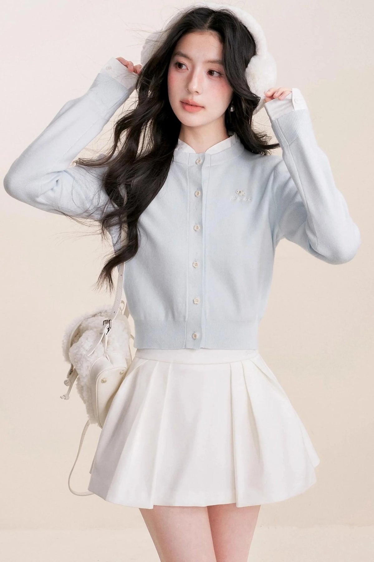 Soft Blue Knit Cardigan