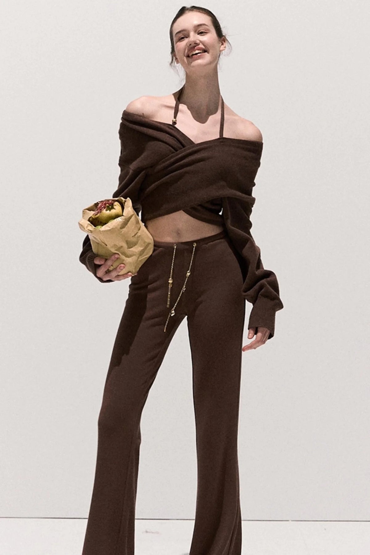 Soft Crewneck Knitwear Trouser Set-Up