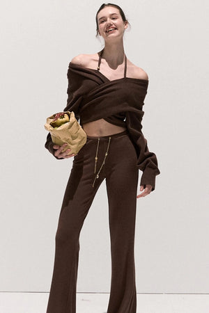 Soft Crewneck Knitwear Trouser Set-Up